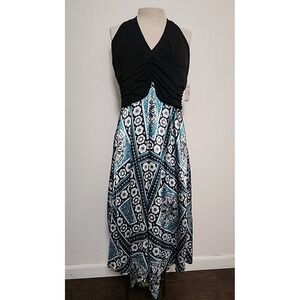 Women's Dressbarn Halter Top Satin‎ Flare Handkerchief Dress Size 14